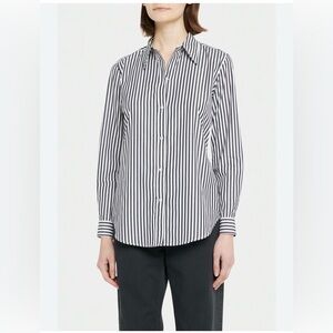 H&M Black & Cream Silky Striped Blouse, small